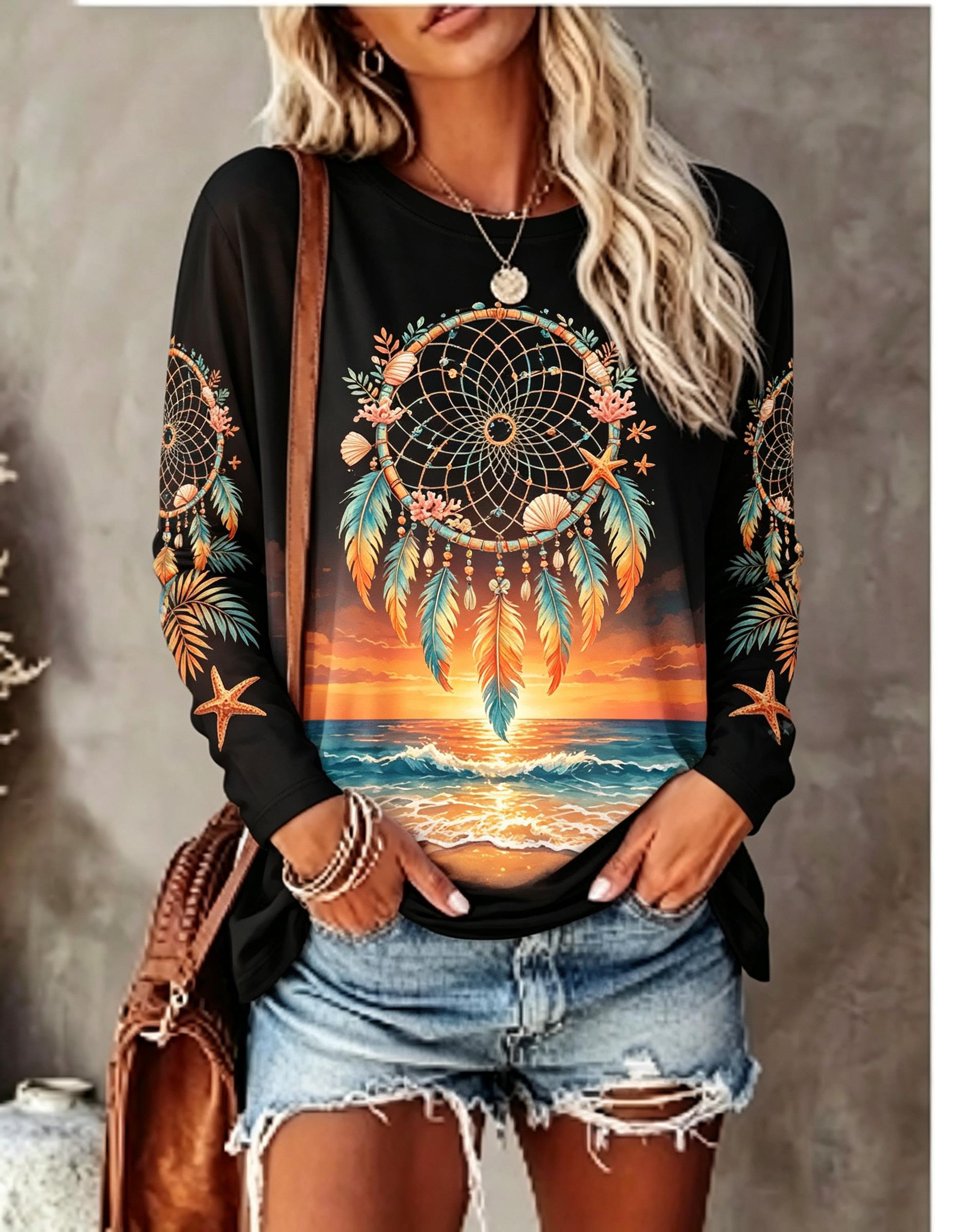 Women's Crew Neck Long Sleeve  - T-Shirts ulasan dan harga