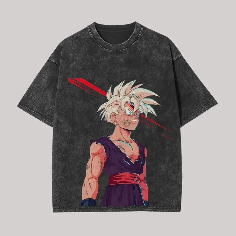 Gohan T Shirt Dragon Ball Z An - Acid Wash Vintage Graphic T Shirt ulasan dan harga