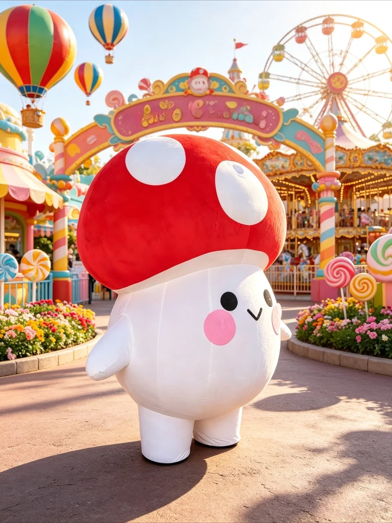Cute Mushroom Inflatable Masco - Suits ulasan dan harga